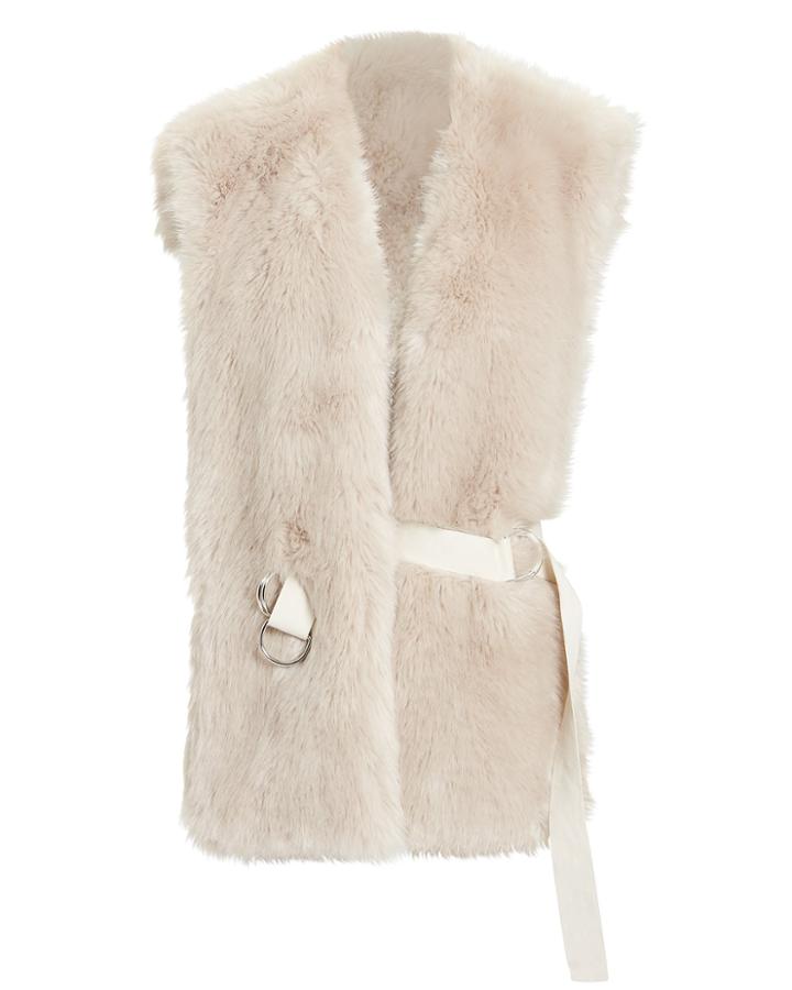 Helmut Lang Faux Fur Beige Vest Beige/white 1size