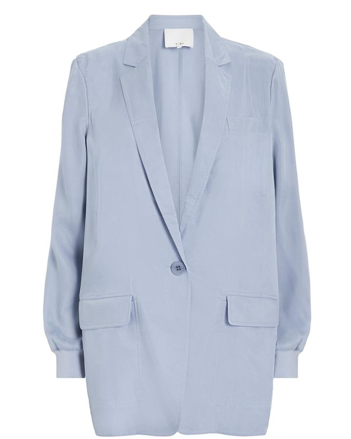 Tibi Soft Single Button Blazer Light Blue 2