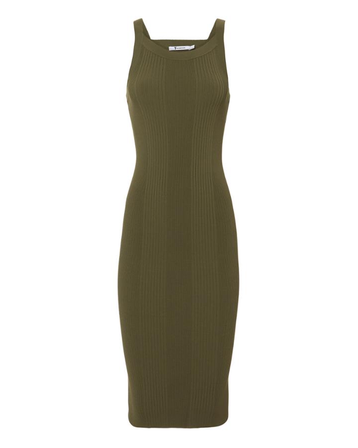 T By Alexander Wang Visible Straps Knit Dress Olive/army P