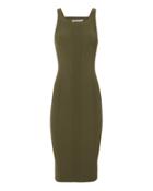 T By Alexander Wang Visible Straps Knit Dress Olive/army P