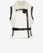 Iro Shearling Collar Leather Trim Knit Vest