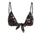 Ganni Dark Floral Triangle Bikini Top Black 36