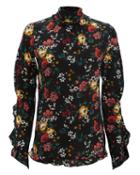 Derek Lam Open Back Floral Blouse Black 40