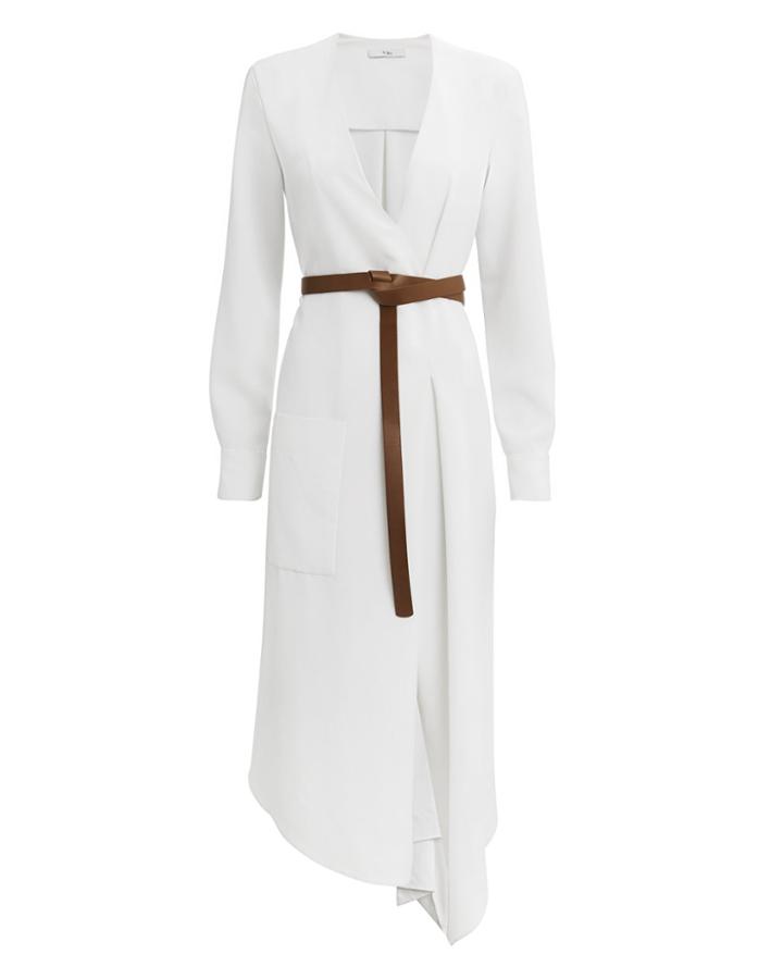 Tibi Wrap Midi Dress White 00