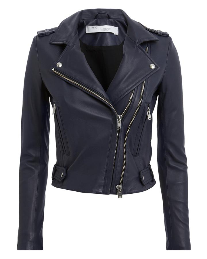 Iro Jett Navy Leather Jacket Navy 38