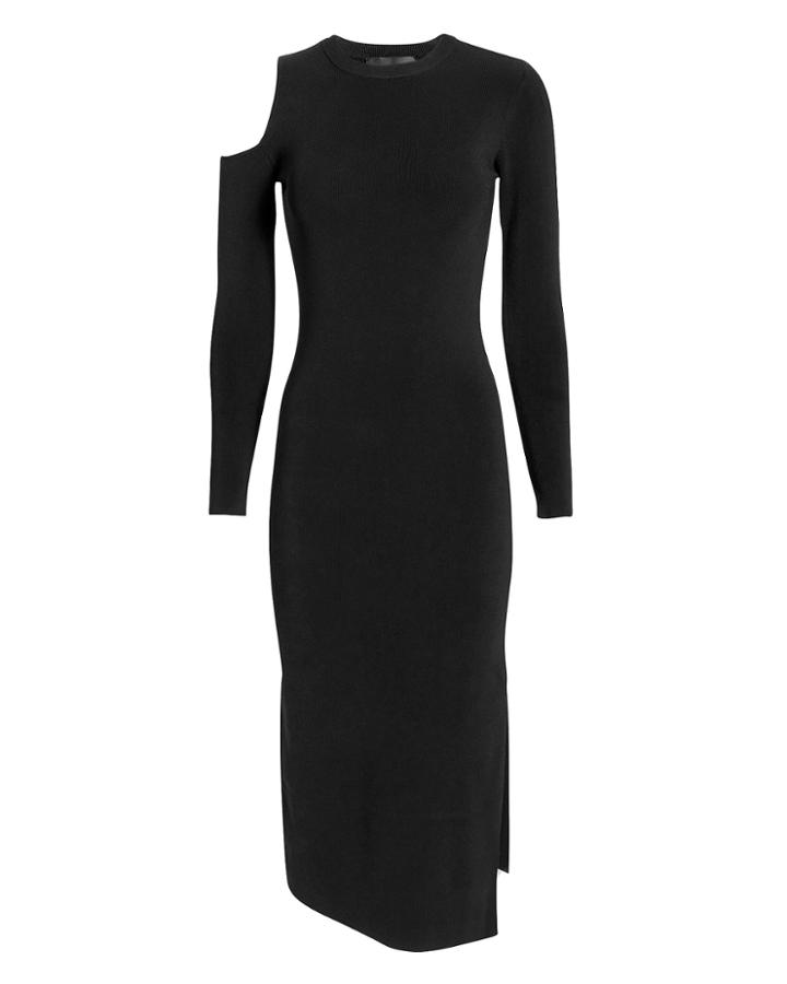 Nicholas Cold Shoulder Midi Dress Black S