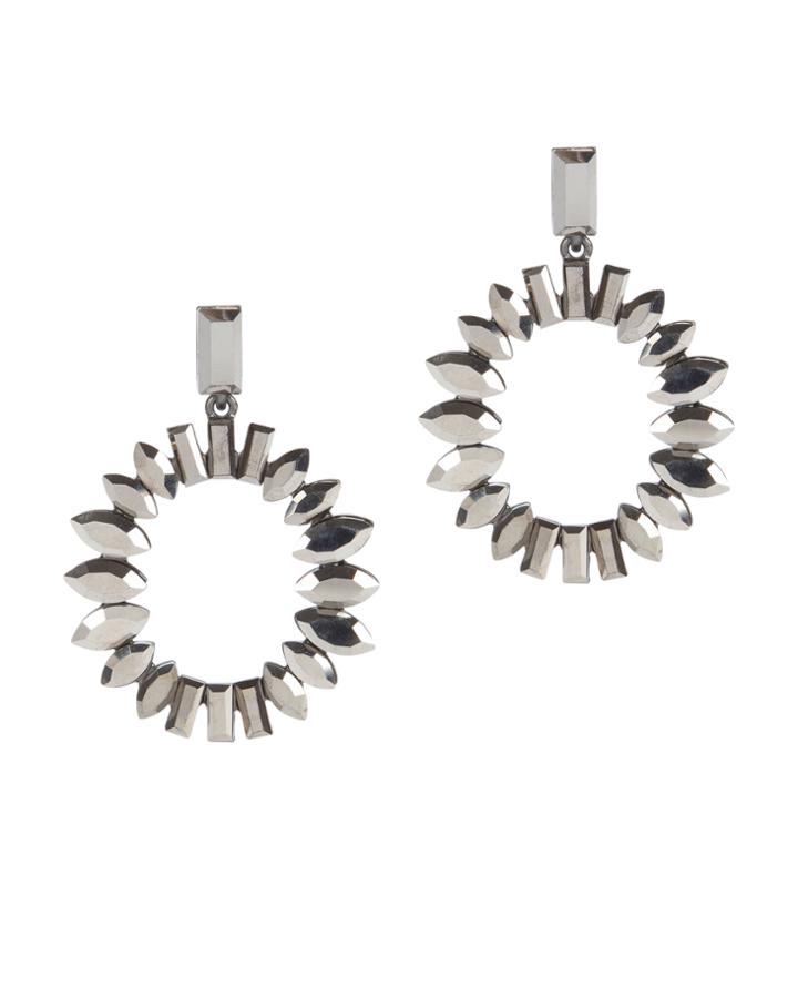 Jardin Jewelry Jardin Baguette Stone Drop Hoops Gunmetal 1size