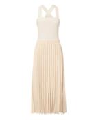 Derek Lam 10 Crosby Pleated Skirt Midi Dress Beige M