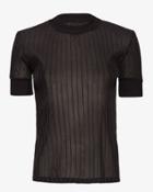 Carven Rib Knit Trim Tee: Black
