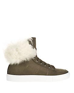 Yves Salomon Shearling Lamb Canvas Sneakers