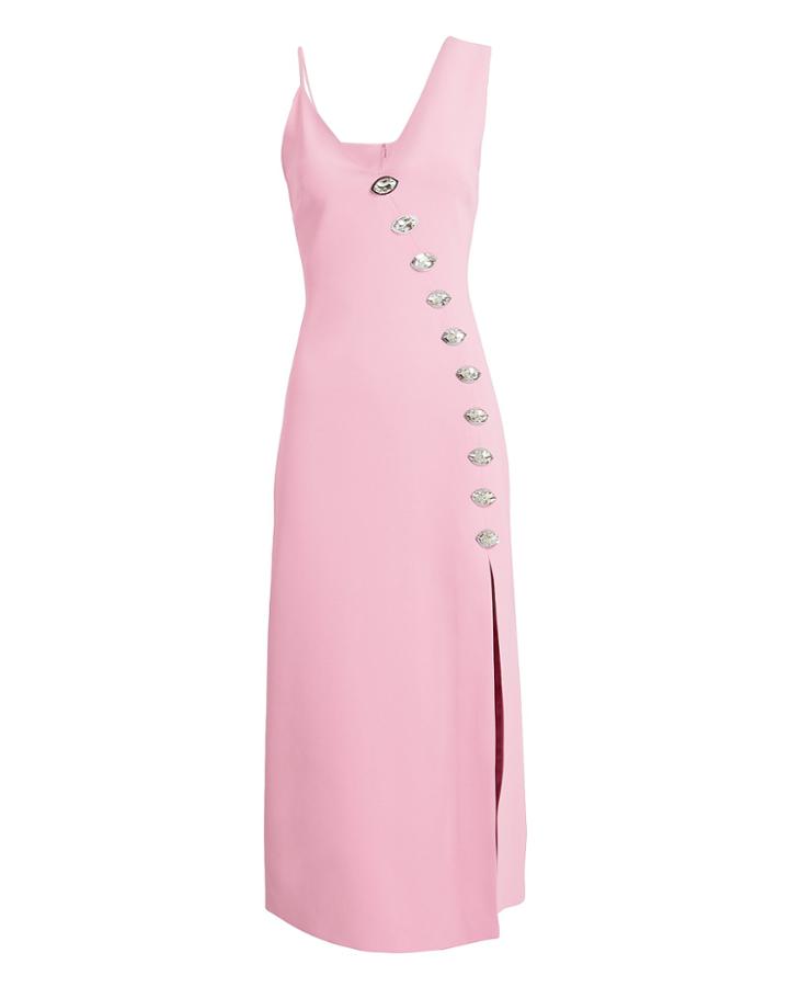 David Koma Asymmetric Embellished Midi Dress Pink 6