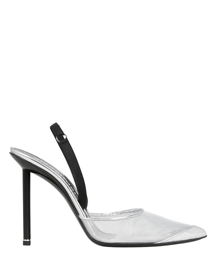 Alexander Wang Alix Mesh Slingback Pumps Silver/black 37