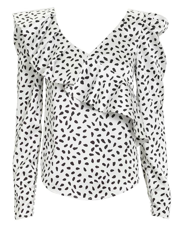 Self-portrait Dotted Ruffle Blouse White/black 6