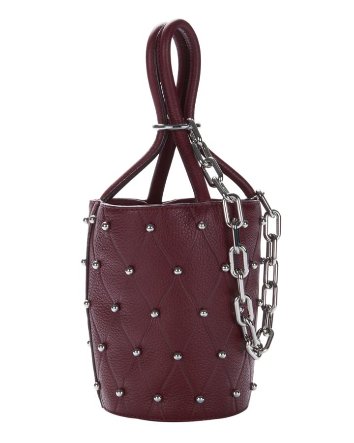 Alexander Wang Roxy Beet Stud Mini Bucket Bag Red 1size