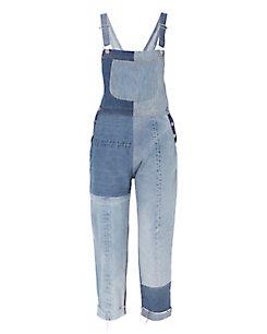 Re/done Seamed Denim Overalls