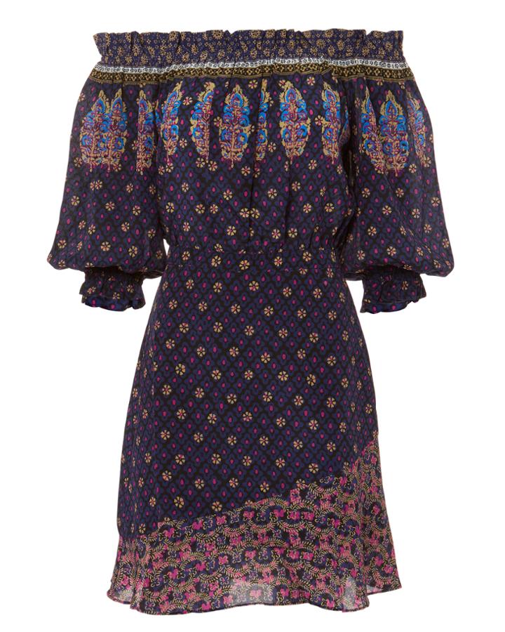 Saloni London Saloni Grace Off Shoulder Mini Dress Multi 4