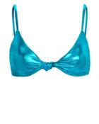 Caroline Constas Carolina Constas Mer Marta Metallic Knot Front Bikini Top Metallic Turquoise L