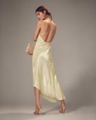 Haney Goldie Champagne Asymmetrical Gown Champagne Gold Zero