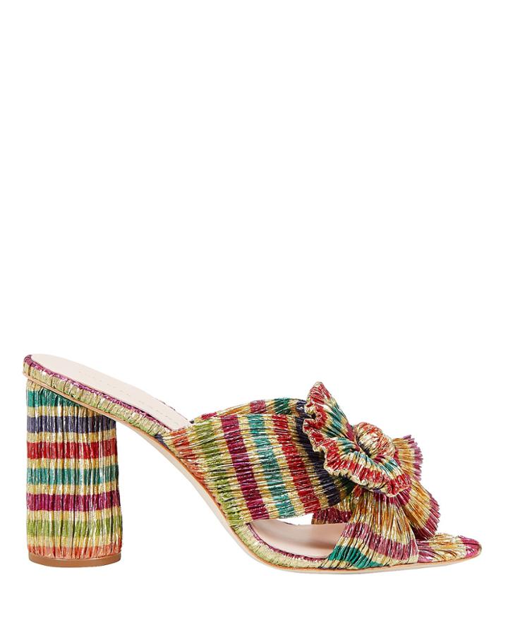 Loeffler Randall Penny Knot Strap Slide Sandals Gold/stripes 8