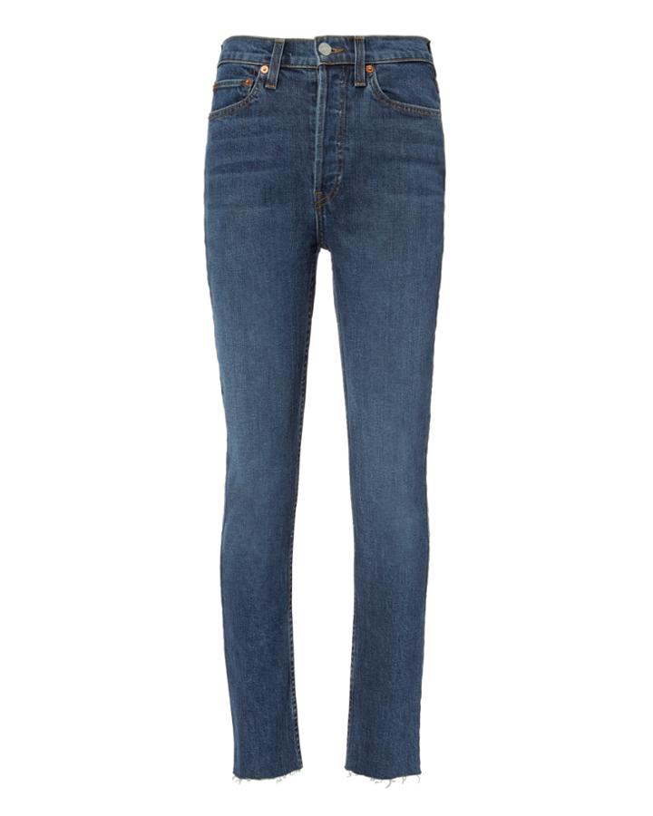 Re/done High-rise Ankle Crop Dark Indigo Jeans Denim-drk 24