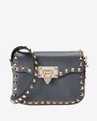 Valentino Rockstud Flip Clasp Small Crossbody: Grey