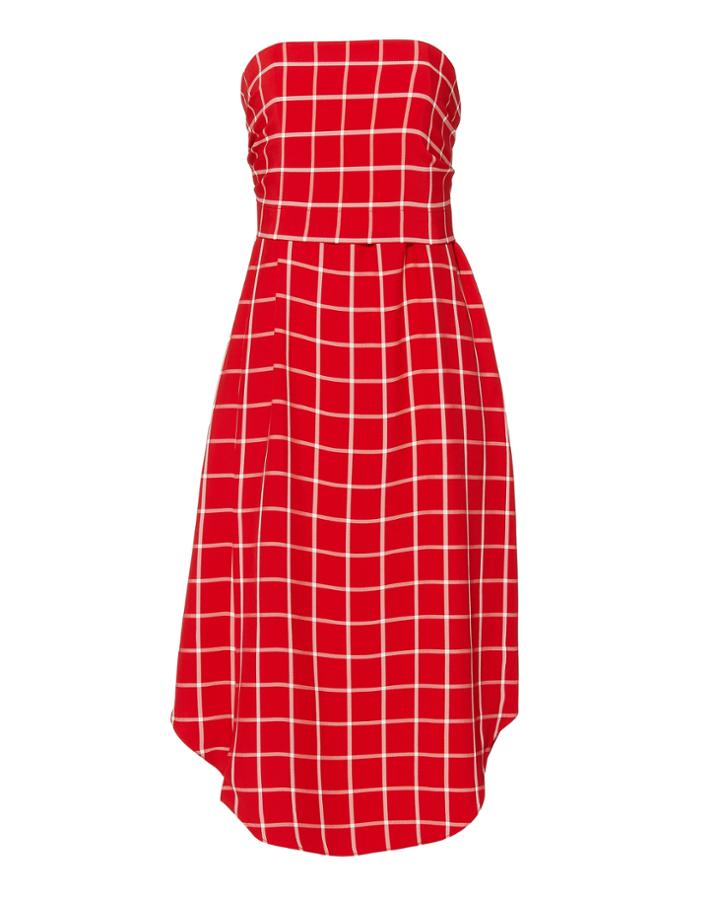 Monse Fly Away Windowpane Dress Red 2