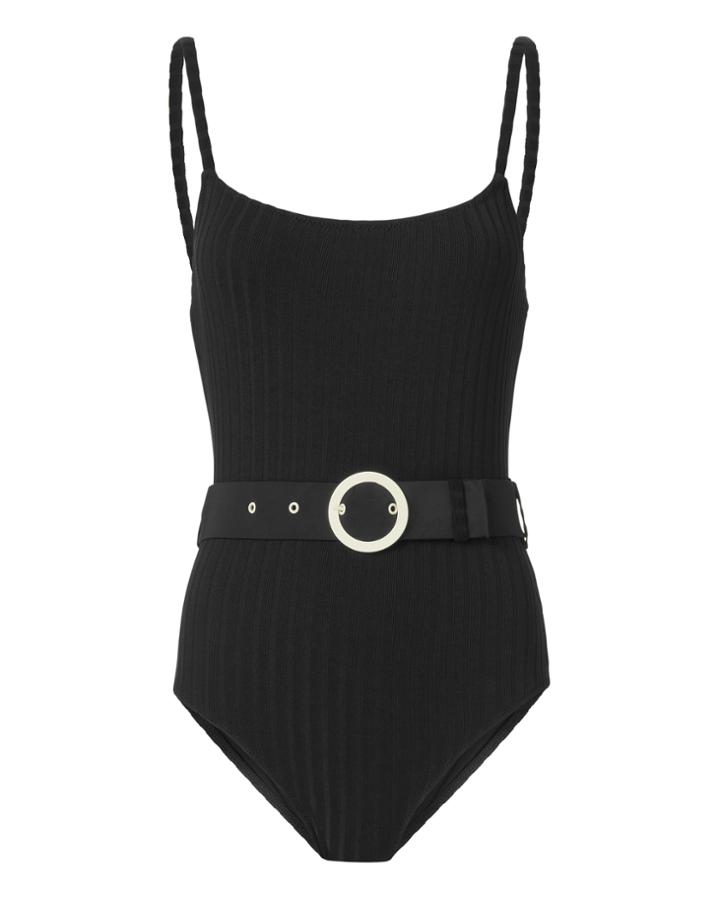 Solid & Striped Nina Belted One Piece Swimsuit Black S