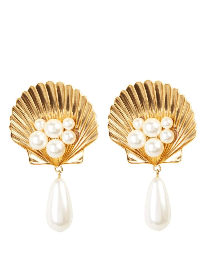 Jennifer Behr Positano Shell Clip-on Earrings Gold 1size