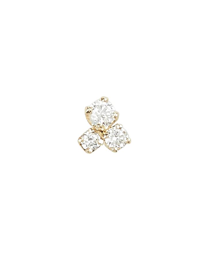 Zoe Chicco 3 Mixed Diamond Single Stud Gold 1size