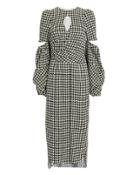 Hellessy Blair Houndstooth Lantern Sleeve Dress Blk/wht 2