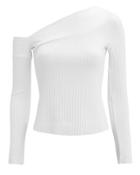 The Range Ribbed Off Shoulder Top White L