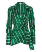 Maggie Marilyn Wrap It Up Jade Stripe Silk Top Green 8
