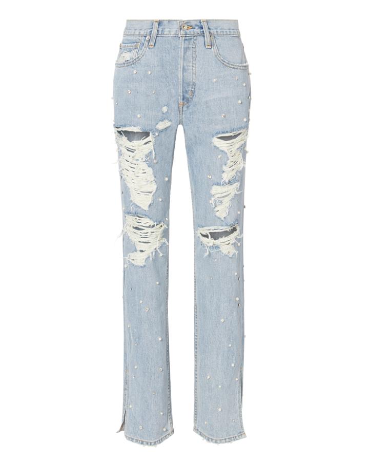 Jonathan Simkhai Pearl Studded Boyfriend Jeans