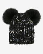 Eugenia Kim Mimi Double Fur Pom Knit Hat: Black
