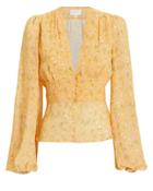 Divine Heritage Yellow Floral Peasant Blouse Yellow/floral P
