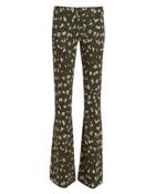 Diane Von Furstenberg Leopard Jacquard Flare Pants Olive/leopard Print 4