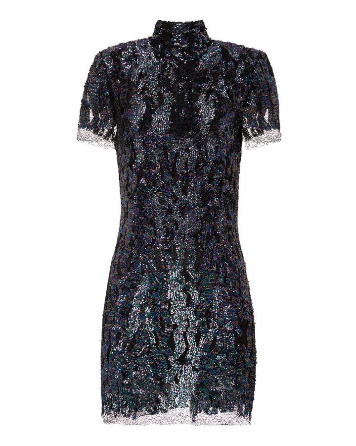 Haney Sequin Cocktail Mini Dress Blue-drk 2