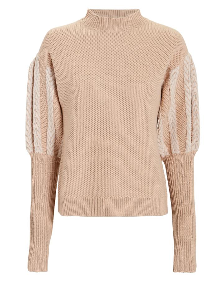 Jonathan Simkhai Puff Sleeve Sweater Blush S