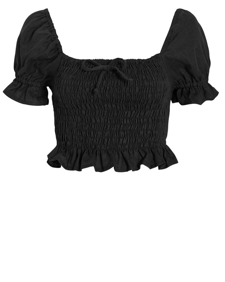 Faithfull The Brand Marie Crop Top Black M