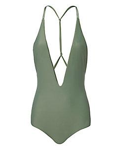 Mikoh Africa Olive Deep V-neck One Piece Swimsuit