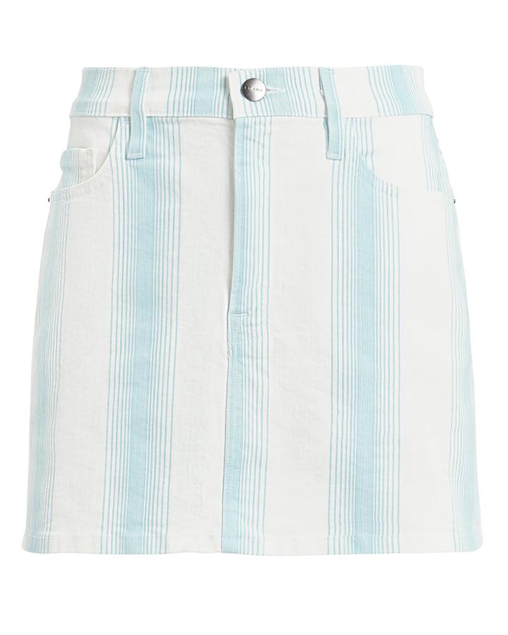 Frame Le Mini Ombre Denim Skirt White/blue Stripes 26