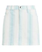 Frame Le Mini Ombre Denim Skirt White/blue Stripes 26