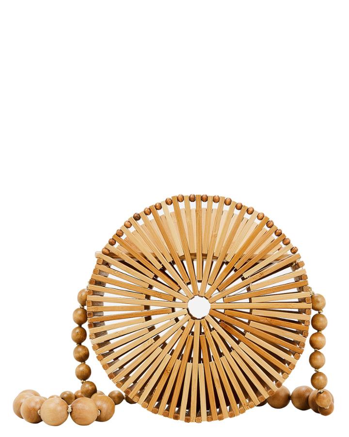 Cult Gaia Luna Bamboo Beaded Bag Beige 1size