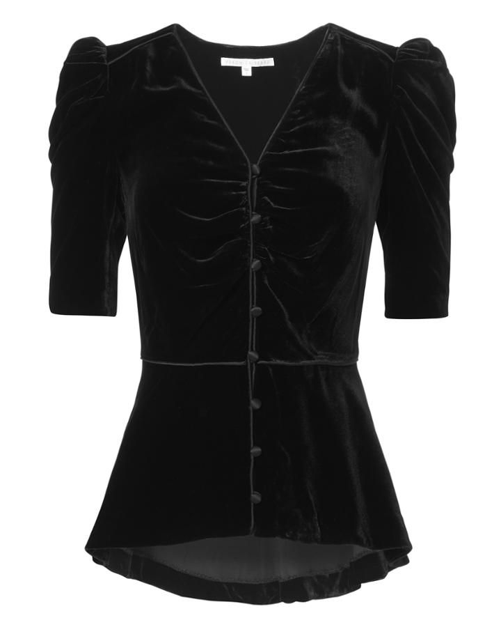 Veronica Beard Hayden Puff Sleeve Velvet Top
