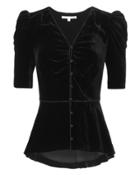 Veronica Beard Hayden Puff Sleeve Velvet Top