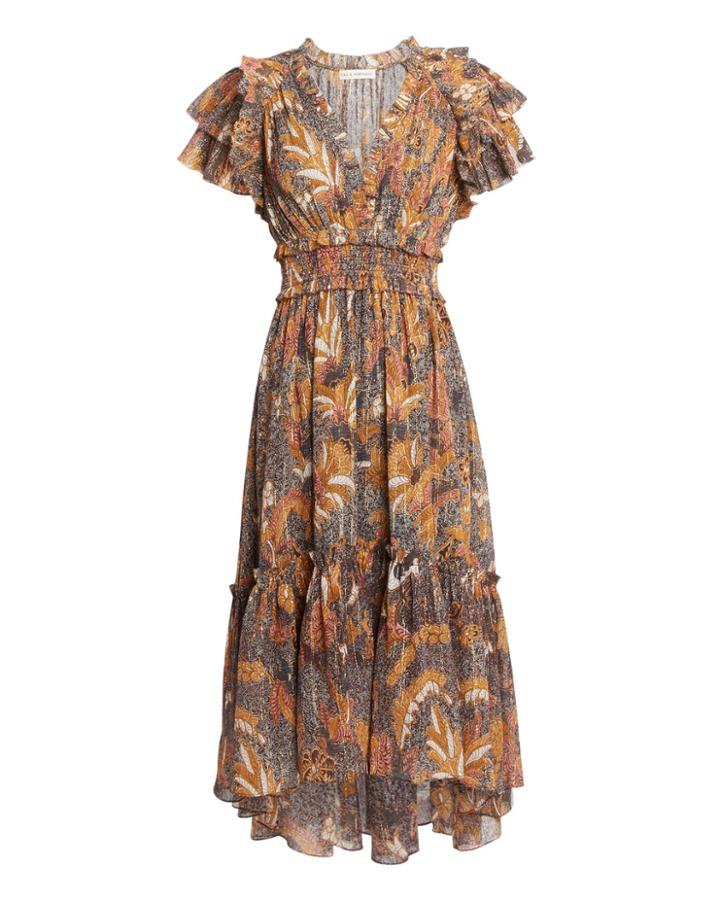 Ulla Johnson Cicely Midi Dress Orange/brown 8