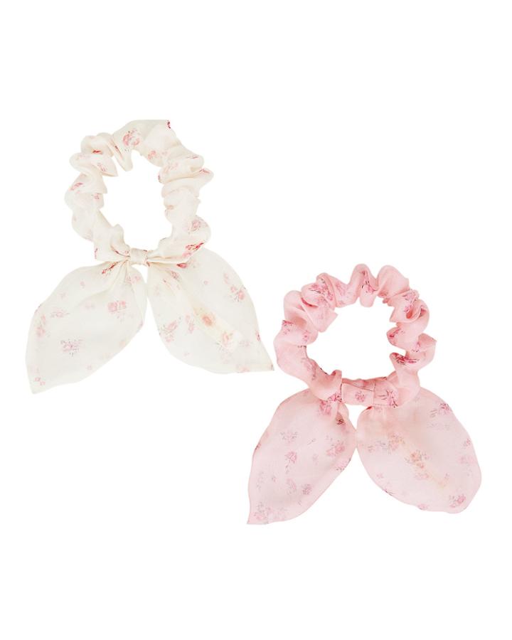 Love Shack Fancy Loveshackfancy Penny Whisper Hair Scrunchies White Floral/pink Floral 1size