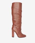 Aquazzura Belair Knee High Leather Boot: Tan
