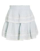 Love Shack Fancy Loveshackfancy Lace Ruffle Mini Skirt Light Blue L