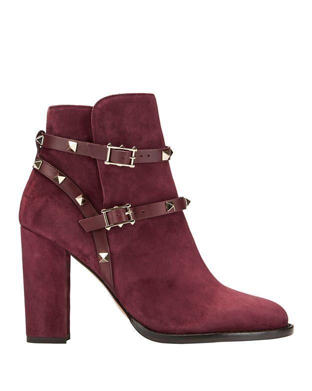 Valentino Rockstud Suede Ankle Boots